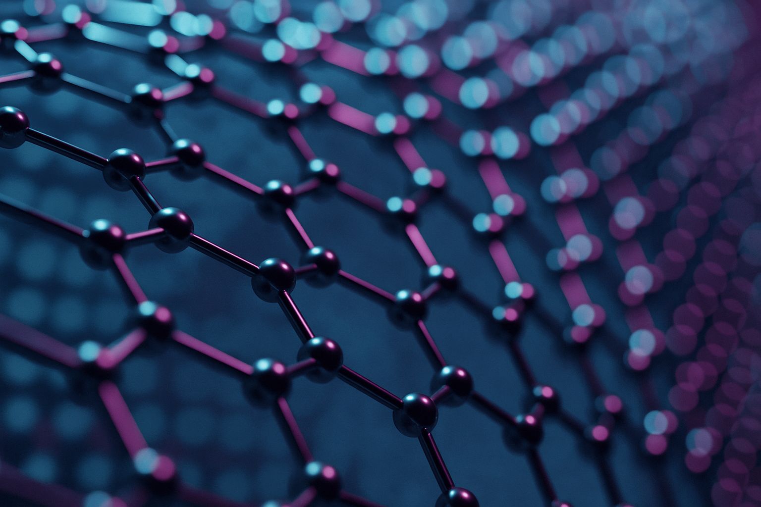 hexagonal carbon atom chains latticed on a blue background